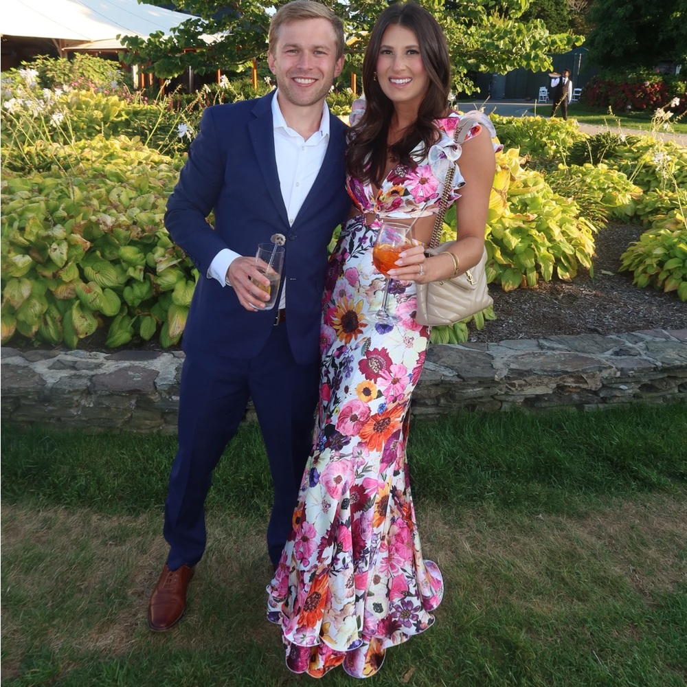Mac Duggal Floral Cur Gown
